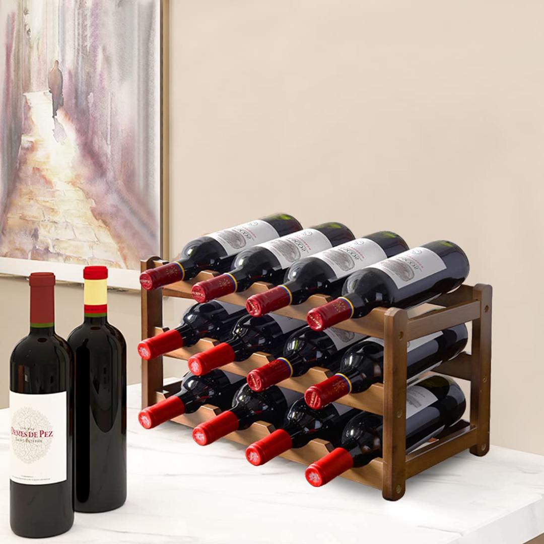竹製 12本ワインラック 積み重ね可能