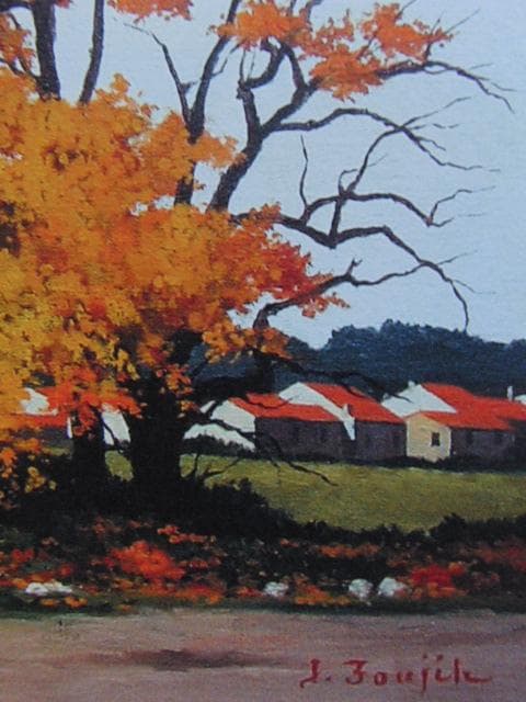 藤飯治平、【村はずれの樹】、希少な大判額装用画集より、美品、日本人画家