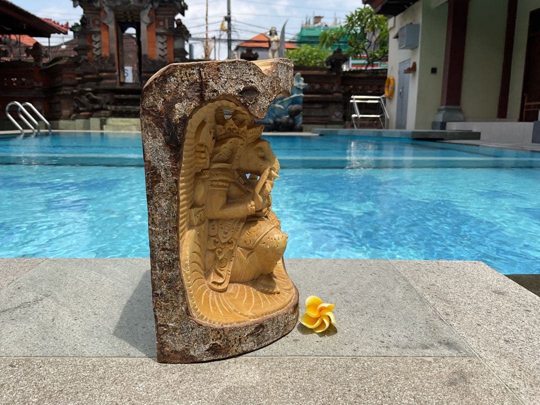 【新入荷】ガネーシャ像(夢をかなえる神様)木彫り [H20.8cm]