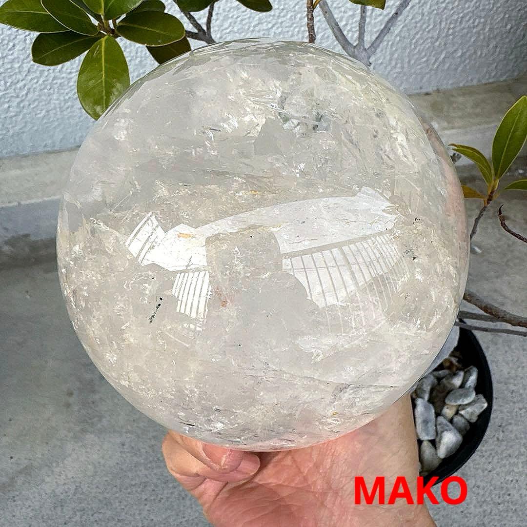 M1597☆水晶丸玉138mm 3.4Kg☆天然石　原石