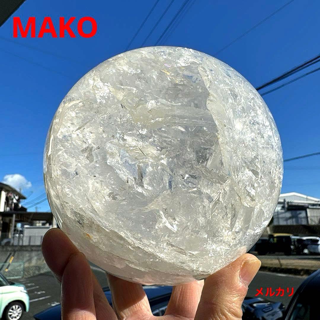 M1597☆水晶丸玉138mm 3.4Kg☆天然石　原石