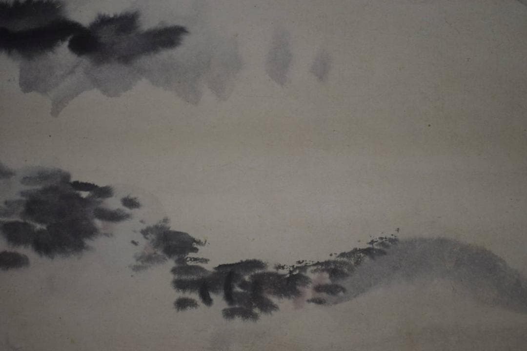 真作/茗圃/風花翁/夏富士山水図/名古屋/日泰寺/所蔵伝来/布袋屋掛軸HJ