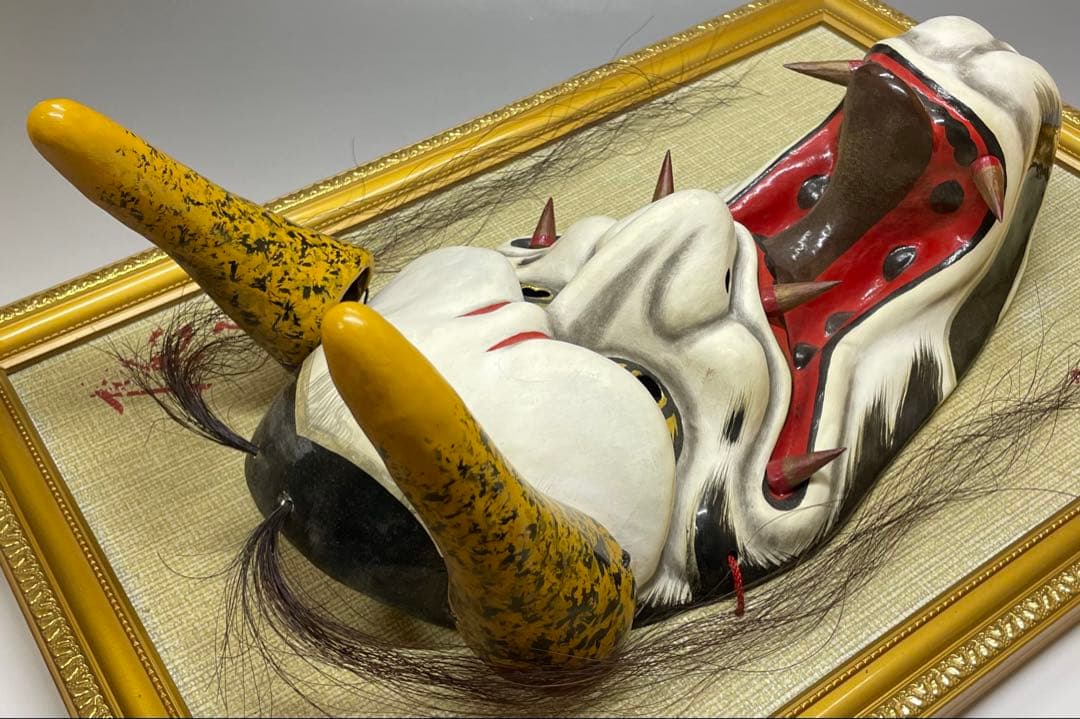 石見神楽面 石見神楽 石州和紙 在銘 作家作品 魔除け 健康長寿 Lw7613