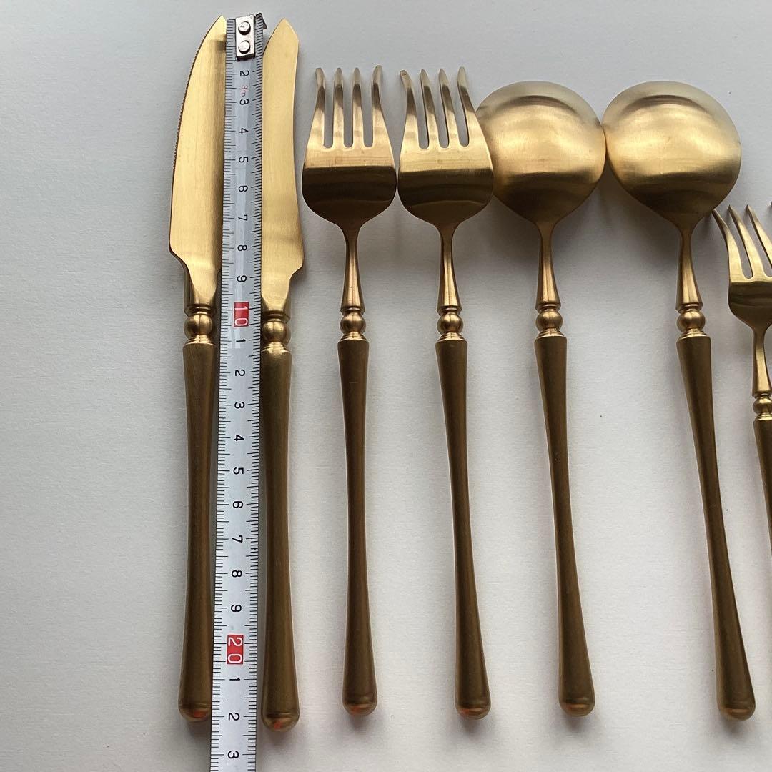 未使用 ゴールドカトラリー ディナー & デザート スプーン フォーク ナイフ