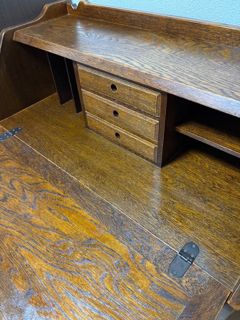 三越家具【ブルージュ】象嵌 ライティングビューローデスク・ヴィンテージ オーク材