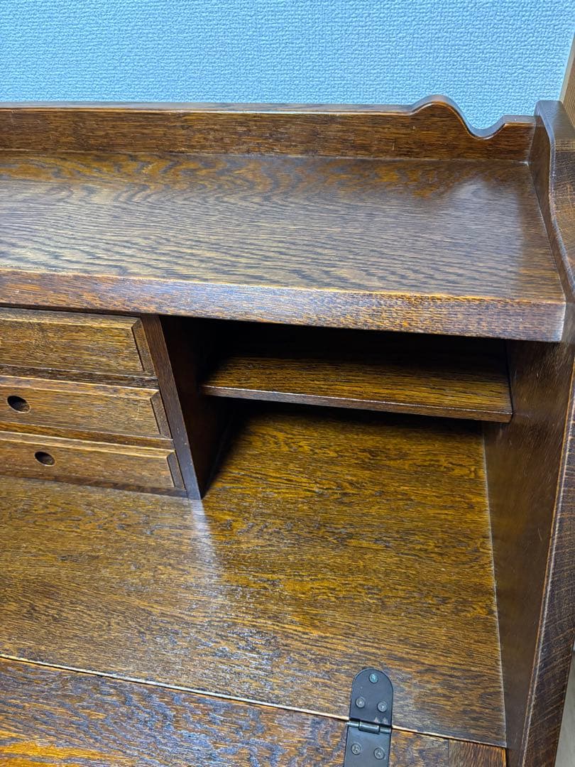 三越家具【ブルージュ】象嵌 ライティングビューローデスク・ヴィンテージ オーク材