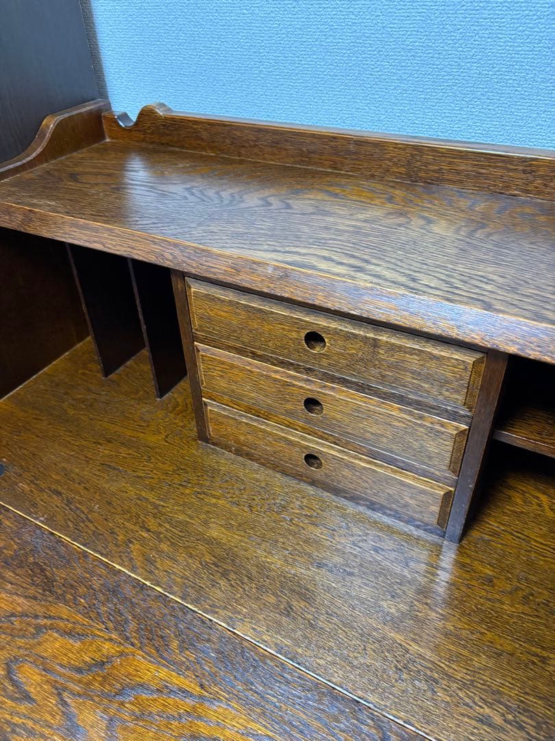 三越家具【ブルージュ】象嵌 ライティングビューローデスク・ヴィンテージ オーク材