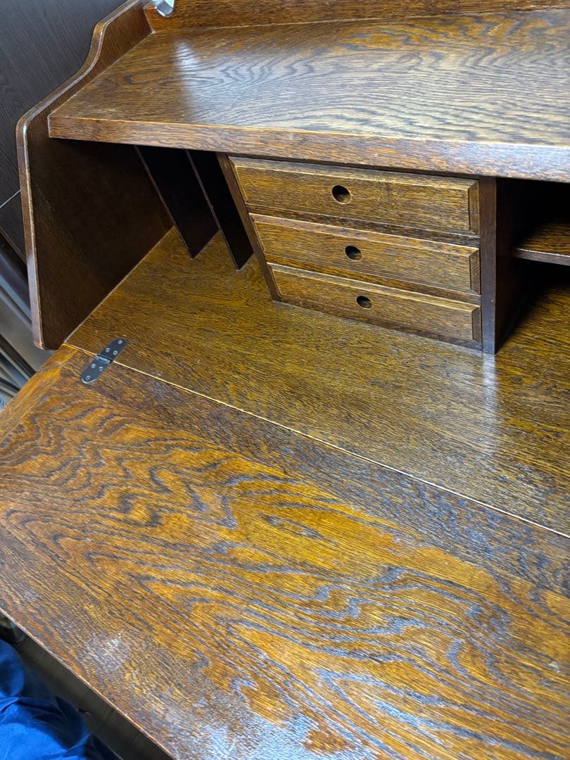 三越家具【ブルージュ】象嵌 ライティングビューローデスク・ヴィンテージ オーク材