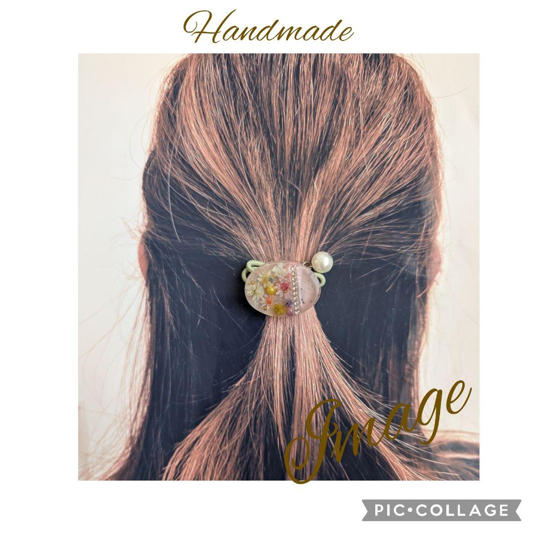 ハイジ様お取り置き№3969 オーバル型フラワーレジンヘアゴム