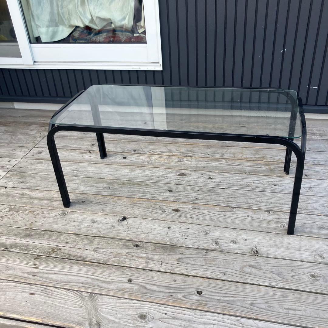 昭和レトロ ミッドセンチュリー アイアンフレームセンターテーブル ガラステーブル