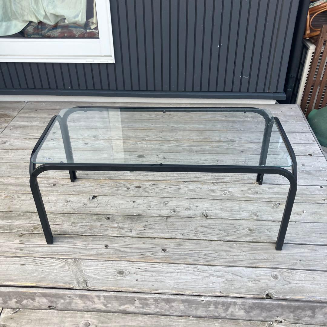 昭和レトロ ミッドセンチュリー アイアンフレームセンターテーブル ガラステーブル