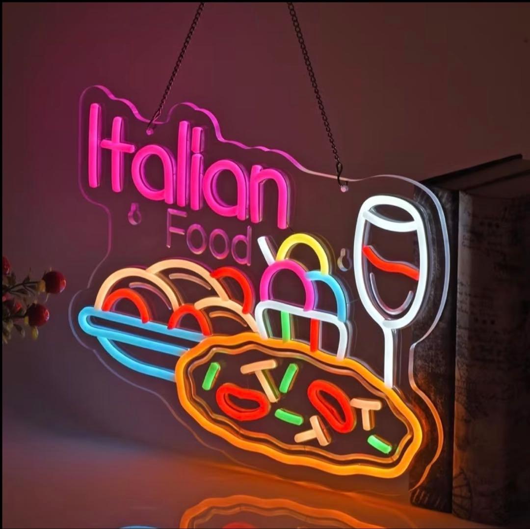 Italian Food ネオンライト 看板 パスタ ワイン USB LED