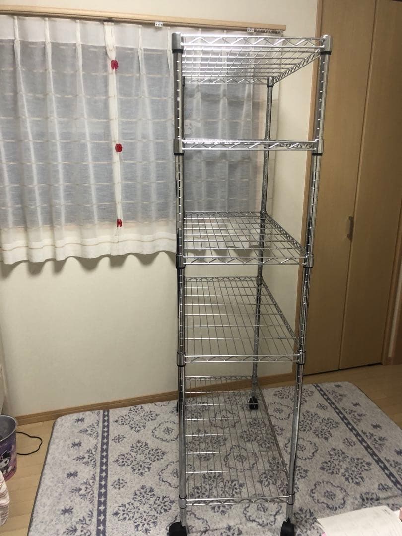 5段スチールラック シルバー 約180cm キャスター付き