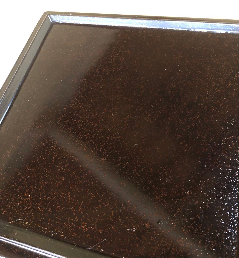 《R》黒内梨地 沈金扇松竹梅図 四段重 替蓋 木製漆器 木箱　260128く2