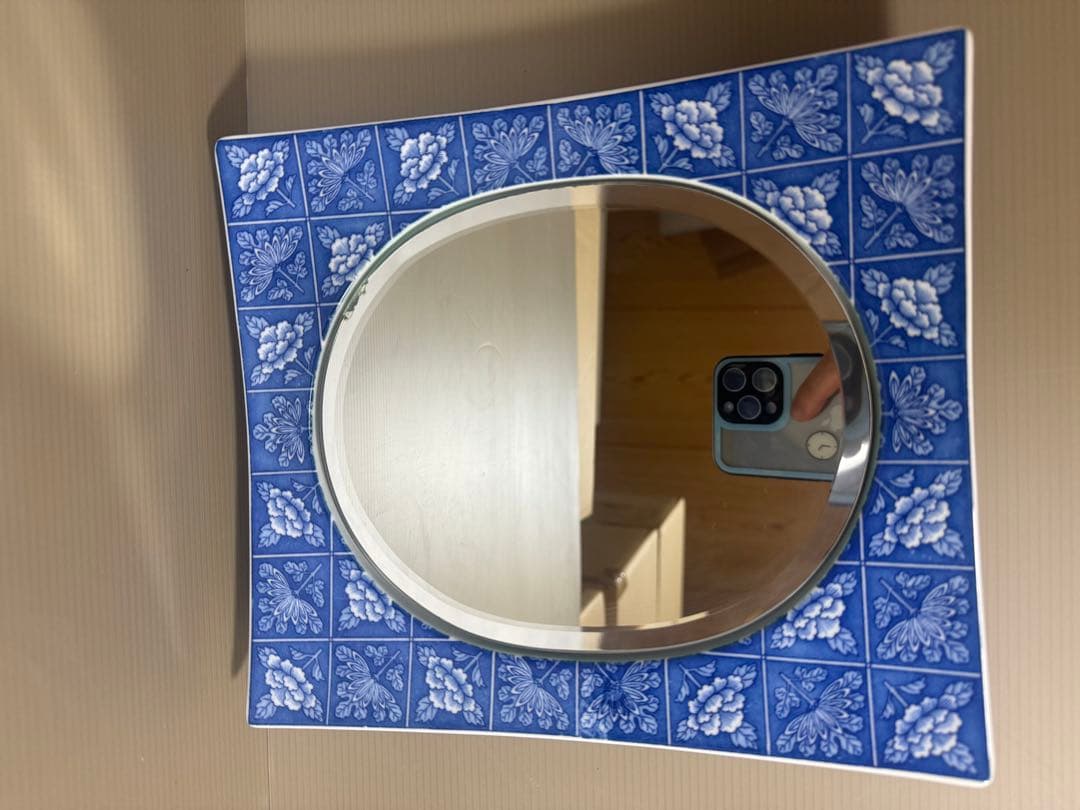 2090 香蘭社 染付花文 鏡 - メルカリ