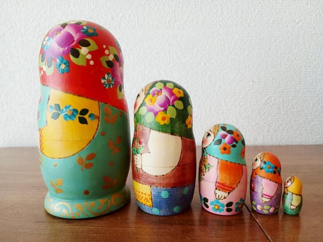 【LYH148】北欧ロシア雑貨 リューバ作のマトリョーシカ　お花