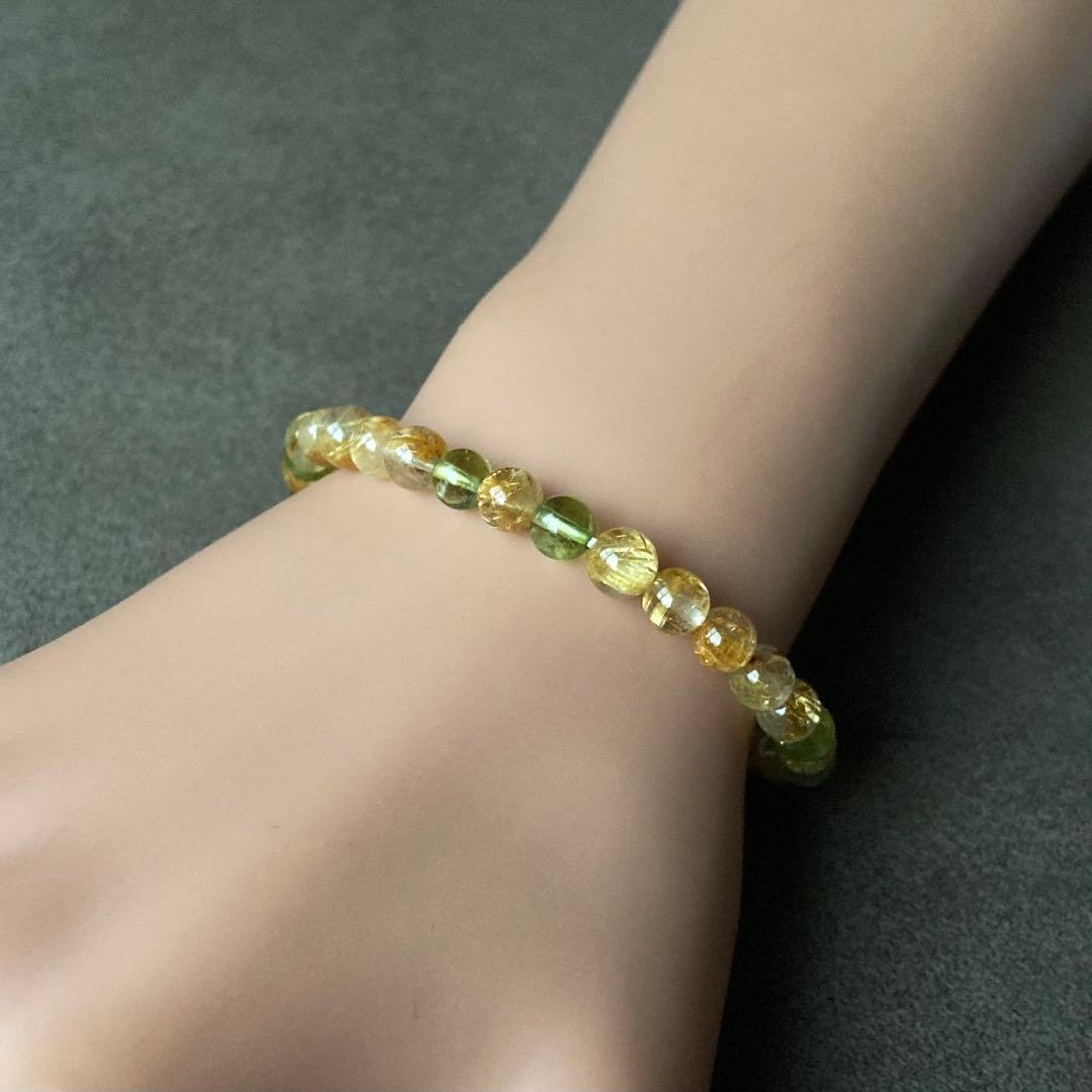 最強金運を身に付ける/パワーストーンブレスレット/ルチルクォーツ・ペリドット