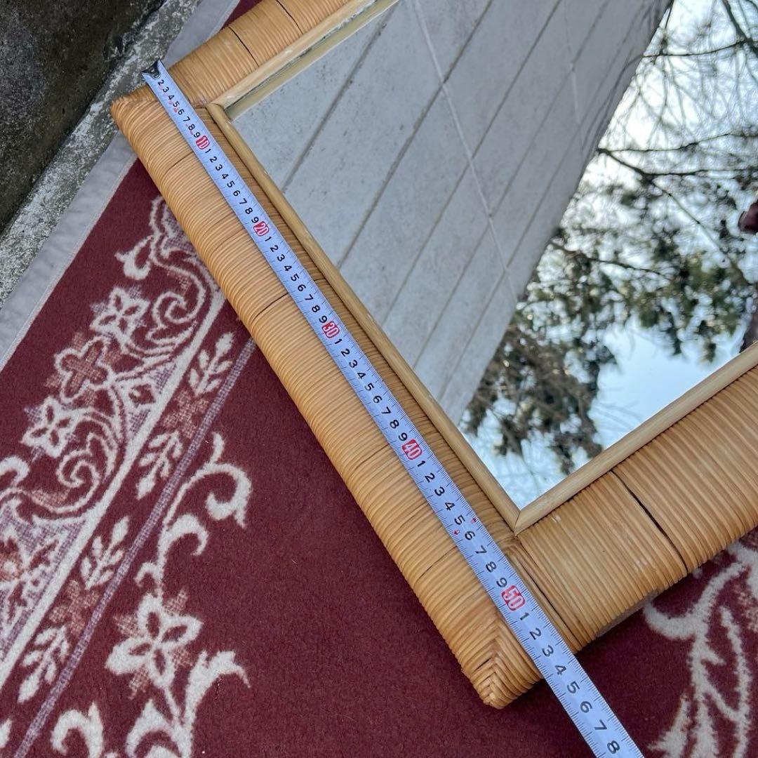 ナチュラル天然素材◾️籐ラタンフレーム 壁掛けミラー ウォールミラー 鏡