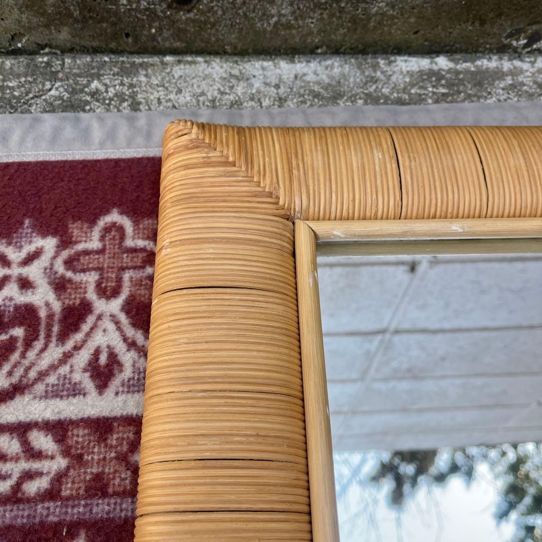 ナチュラル天然素材◾️籐ラタンフレーム 壁掛けミラー ウォールミラー 鏡