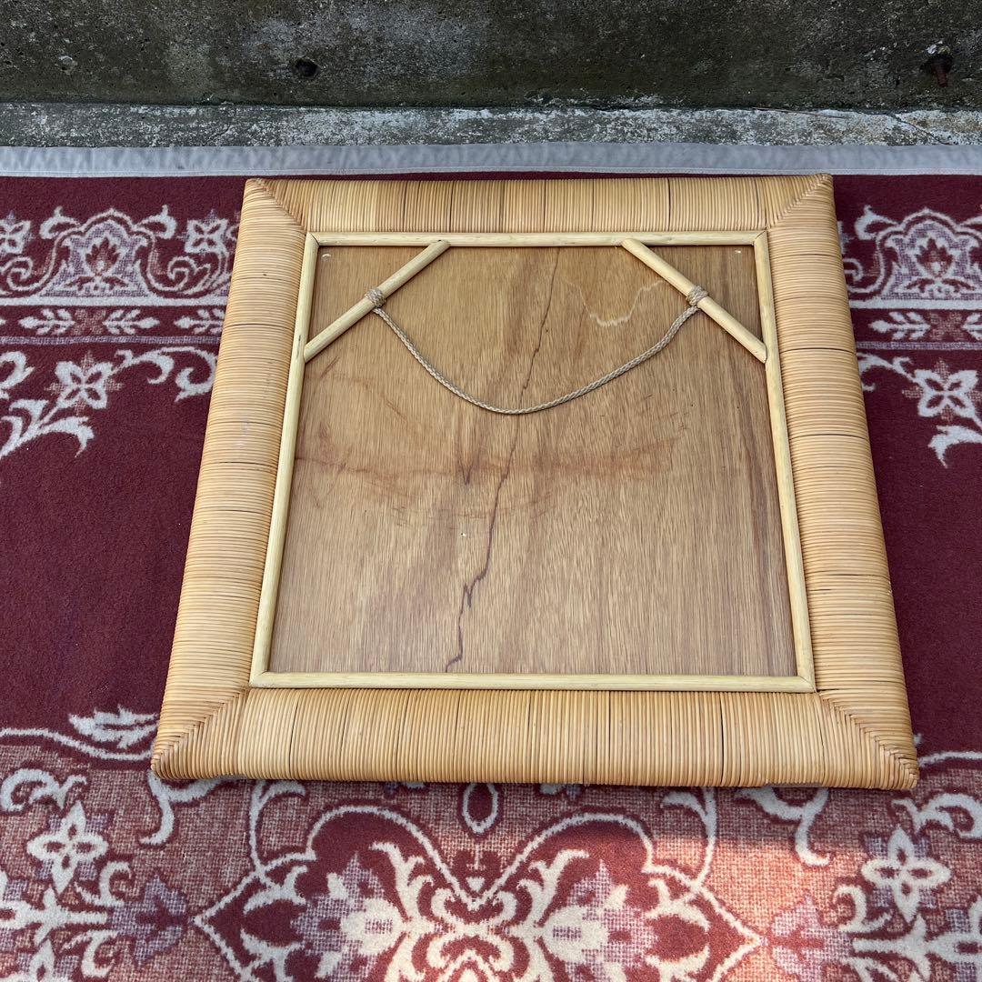 ナチュラル天然素材◾️籐ラタンフレーム 壁掛けミラー ウォールミラー 鏡