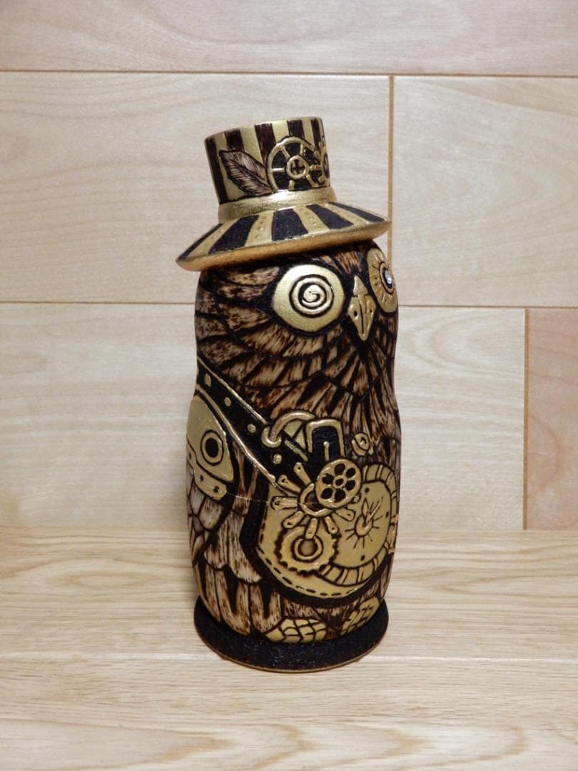 オクサナ・アキモワ　マトリョーシカ　スチームパンク風ふくろう梟フクロウ　作家もの