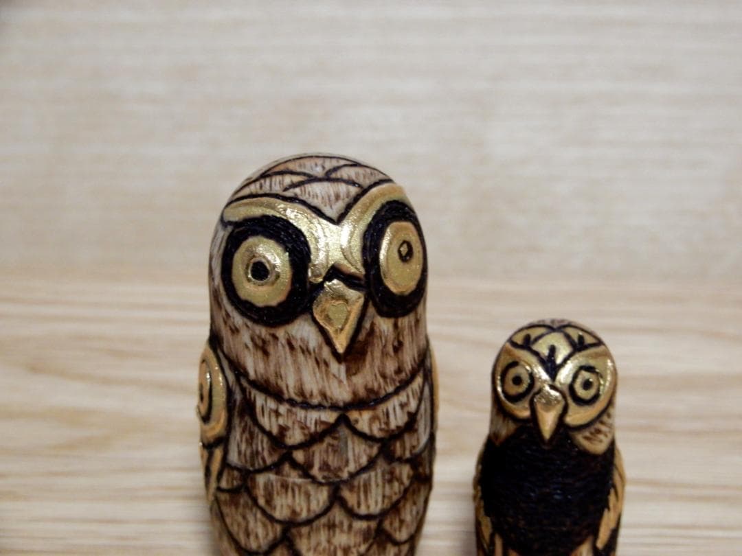 オクサナ・アキモワ　マトリョーシカ　スチームパンク風ふくろう梟フクロウ　作家もの