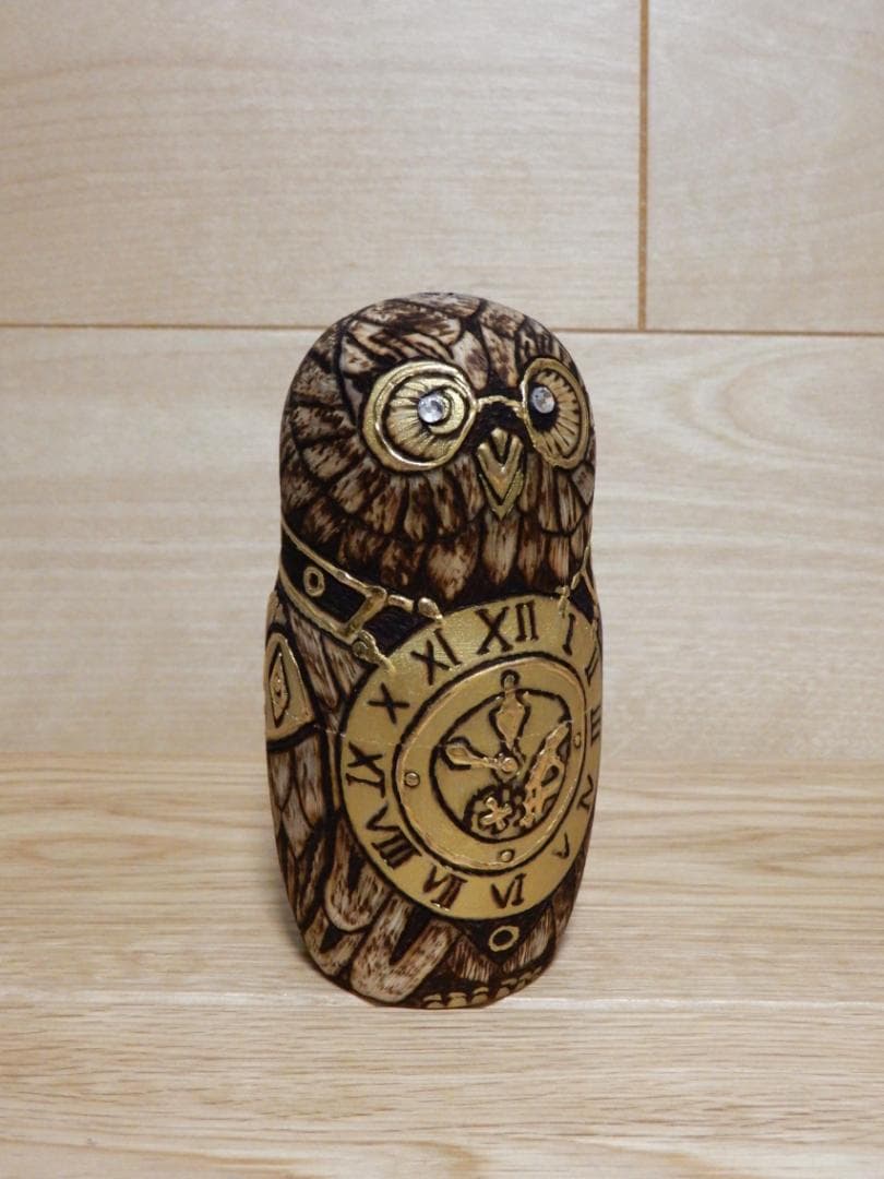 オクサナ・アキモワ　マトリョーシカ　スチームパンク風ふくろう梟フクロウ　作家もの