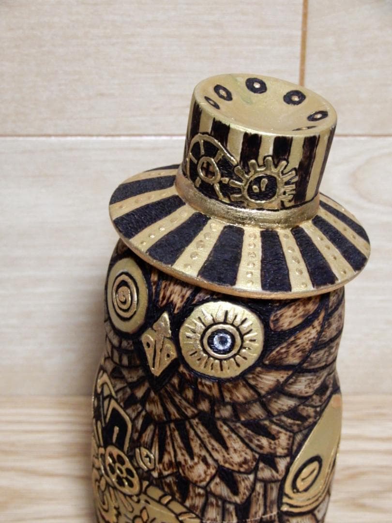 オクサナ・アキモワ　マトリョーシカ　スチームパンク風ふくろう梟フクロウ　作家もの