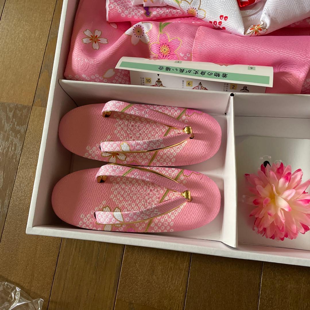 【一回着】七五三 着物セット 桃色桜鞠　ピンク