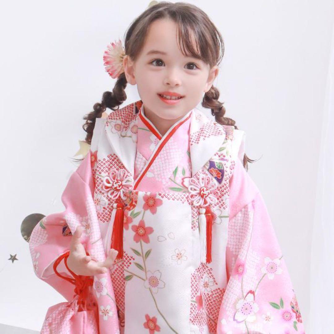【一回着】七五三 着物セット 桃色桜鞠　ピンク