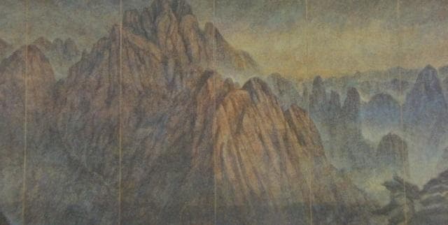 松本哲男、【黄山黎明】、希少な大判額装用画集より、美品、日本人画家