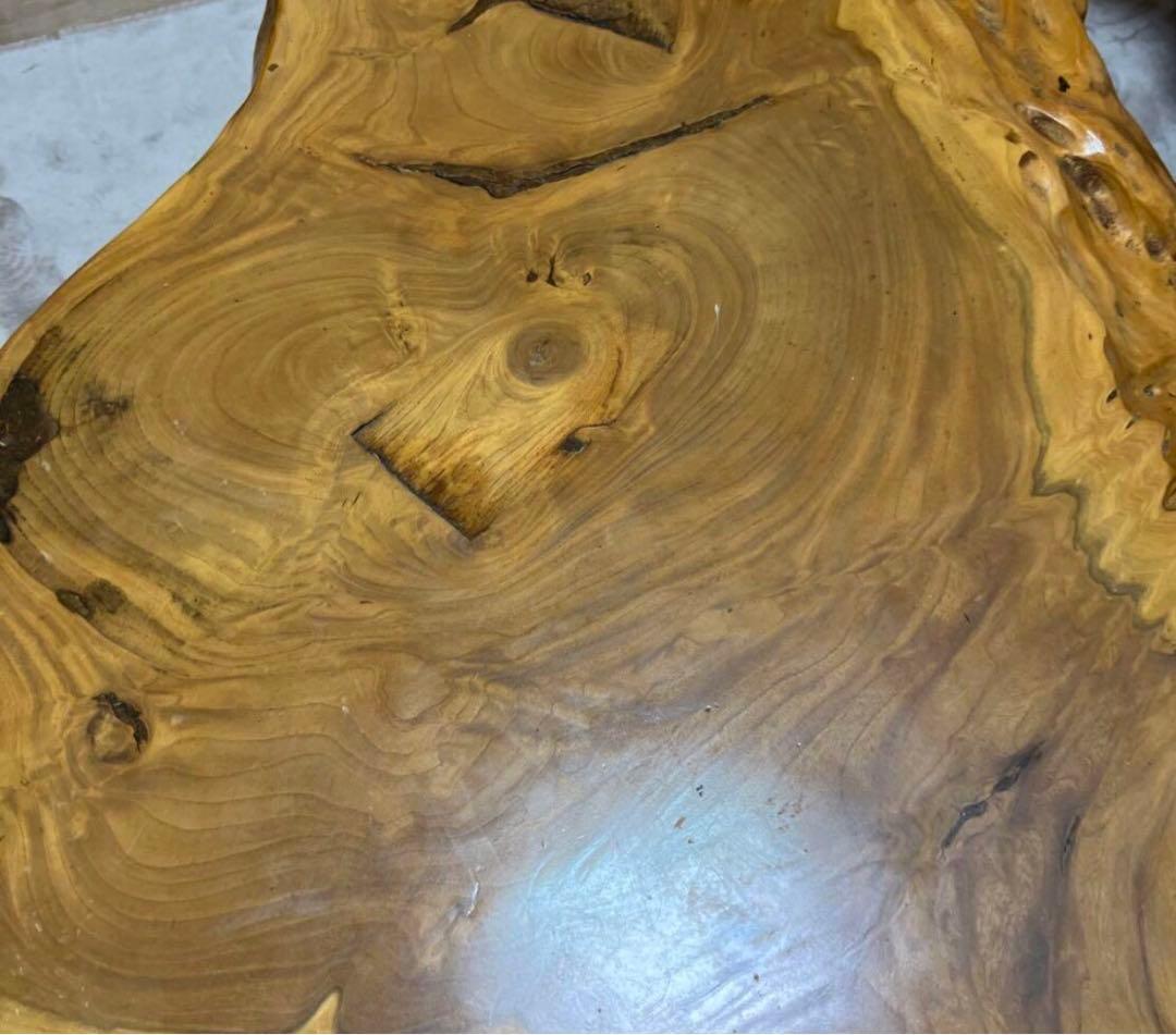 天然ケヤキ一枚板ローテーブル