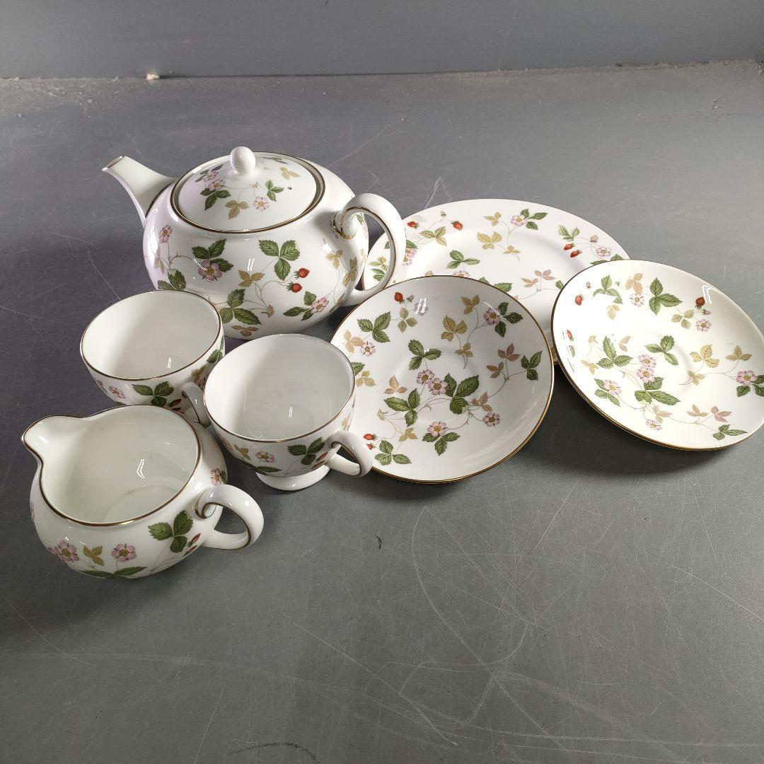 736-1/ワイルドストロベリー//茶器/皿揃/計17客/箱なし