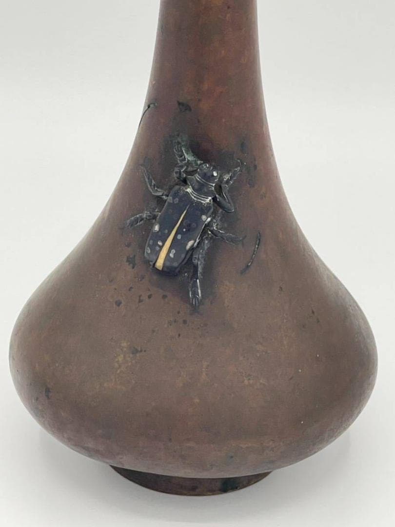 銅製アンティーク昆虫黄金虫一輪挿し