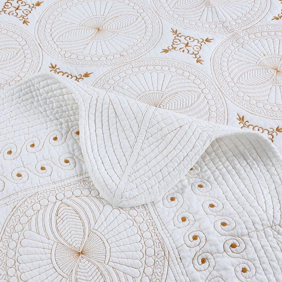 キルトベッドカバー3点セット綿マルチカバー キルティング FLLS