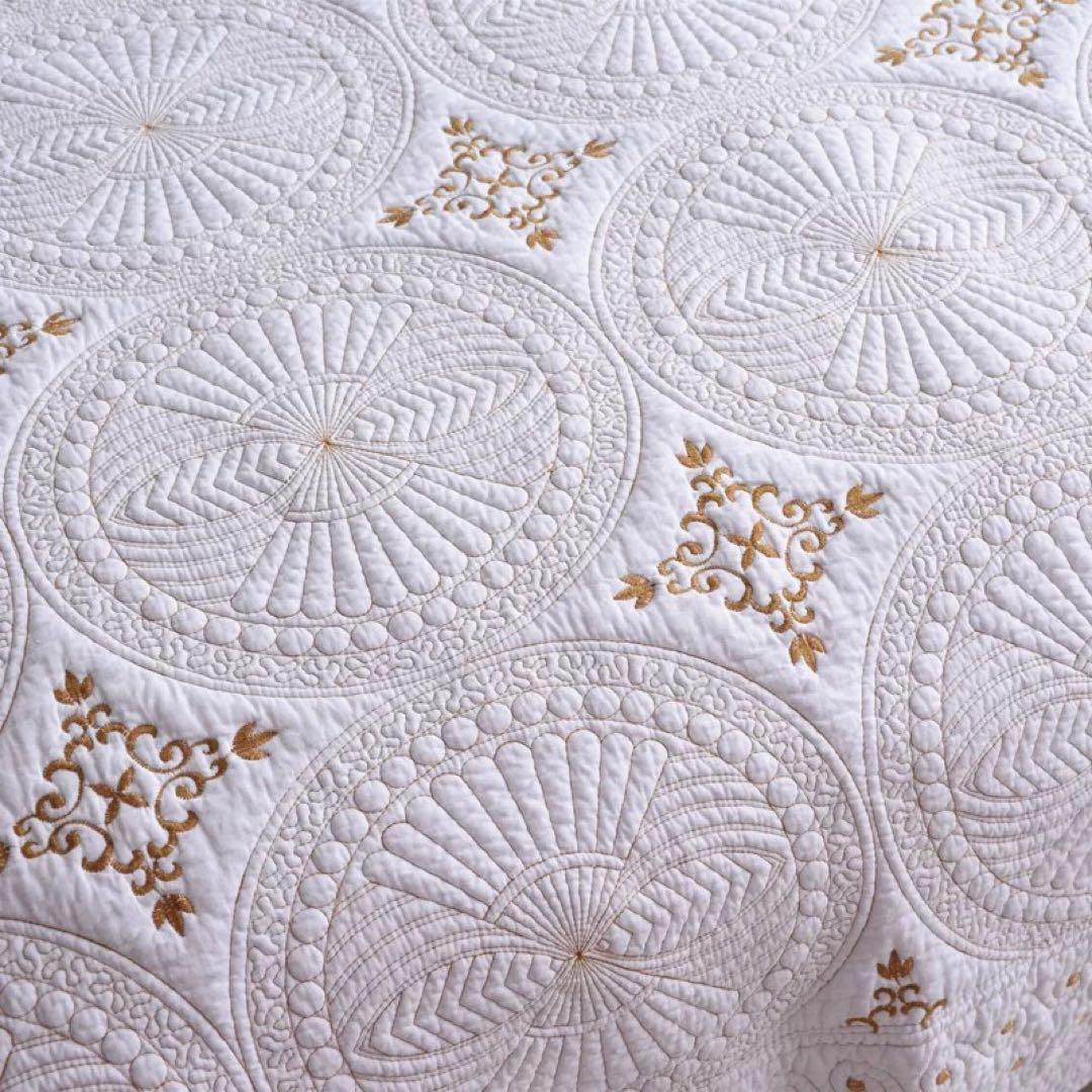 キルトベッドカバー3点セット綿マルチカバー キルティング FLLS