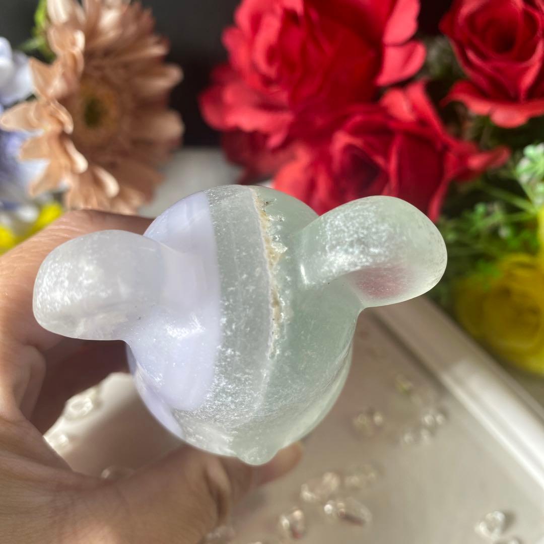 イットリウムフローライト くまさん カービング 彫物 置物