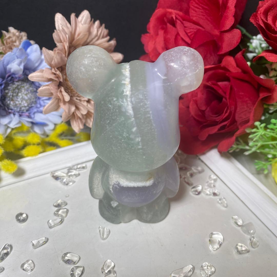 イットリウムフローライト くまさん カービング 彫物 置物