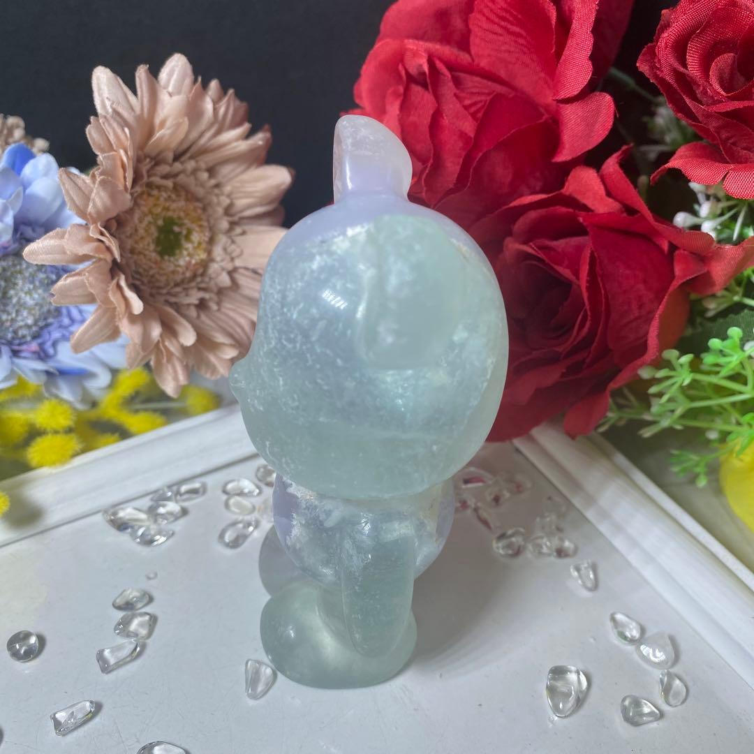 イットリウムフローライト くまさん カービング 彫物 置物