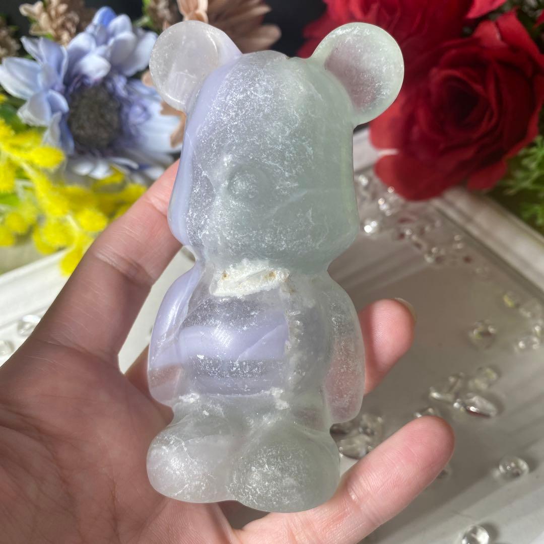 イットリウムフローライト くまさん カービング 彫物 置物