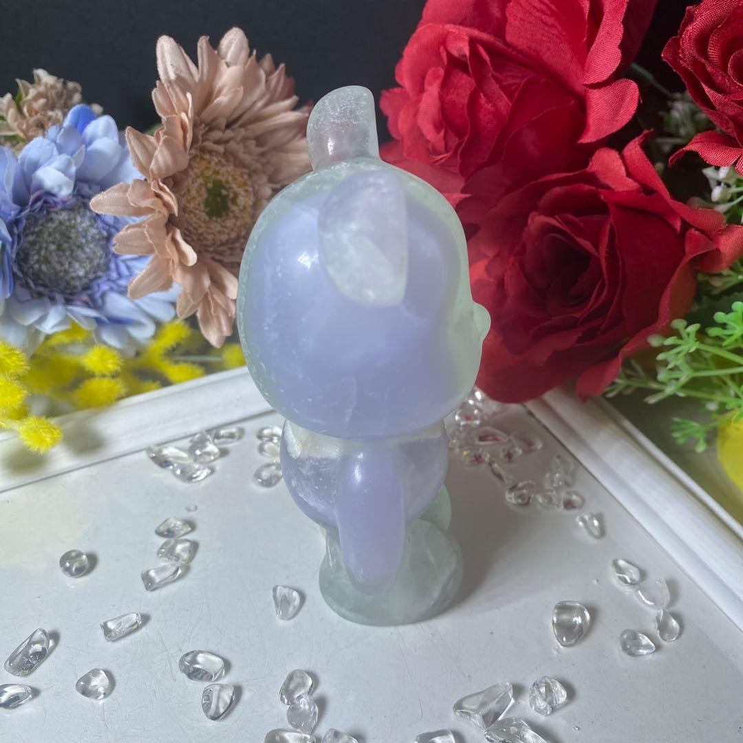 イットリウムフローライト くまさん カービング 彫物 置物