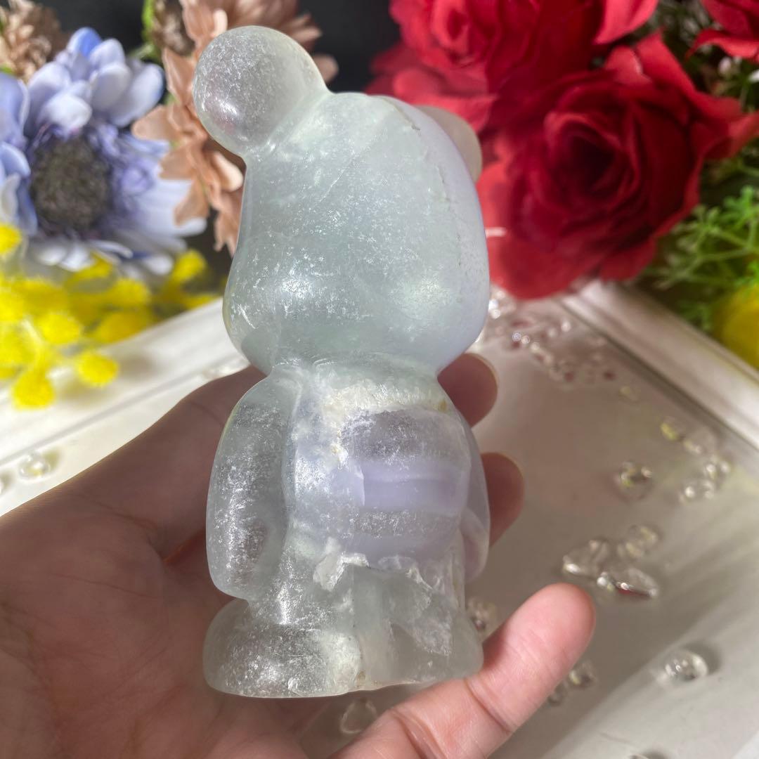 イットリウムフローライト くまさん カービング 彫物 置物