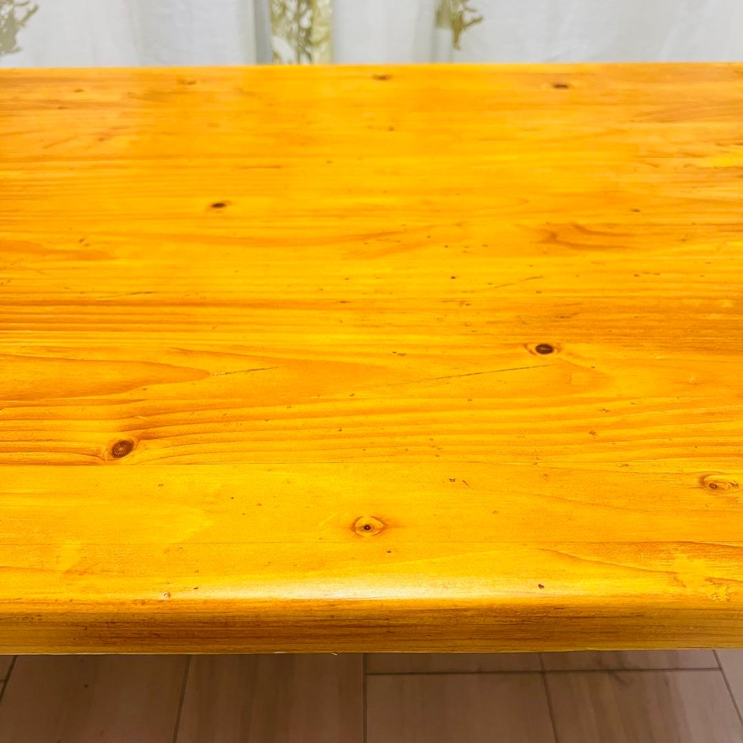 カントリー調 天然木 ローテーブル（引き出し付き）