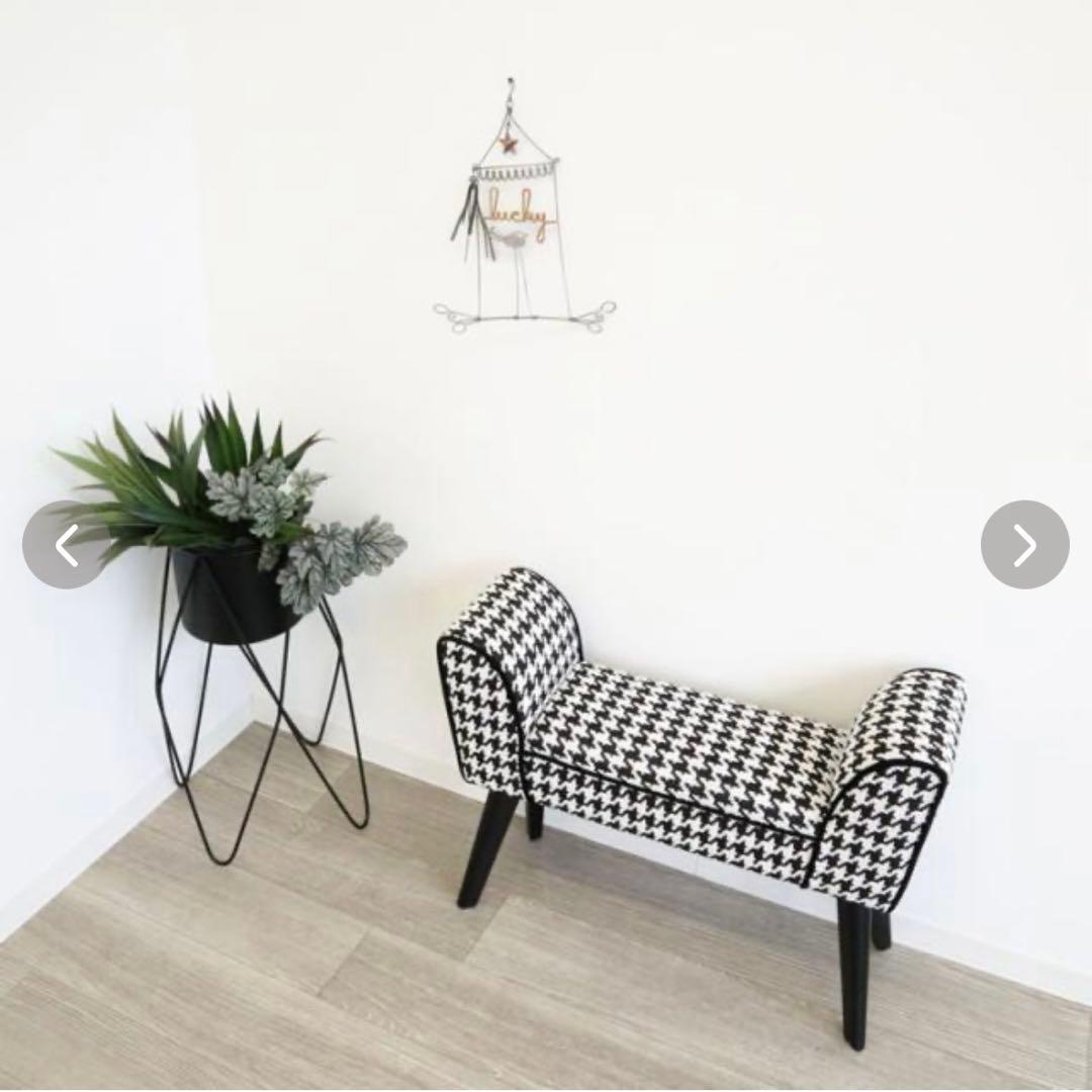 【美品】かわ畑 スツール 千鳥柄 S 66×23×52cm