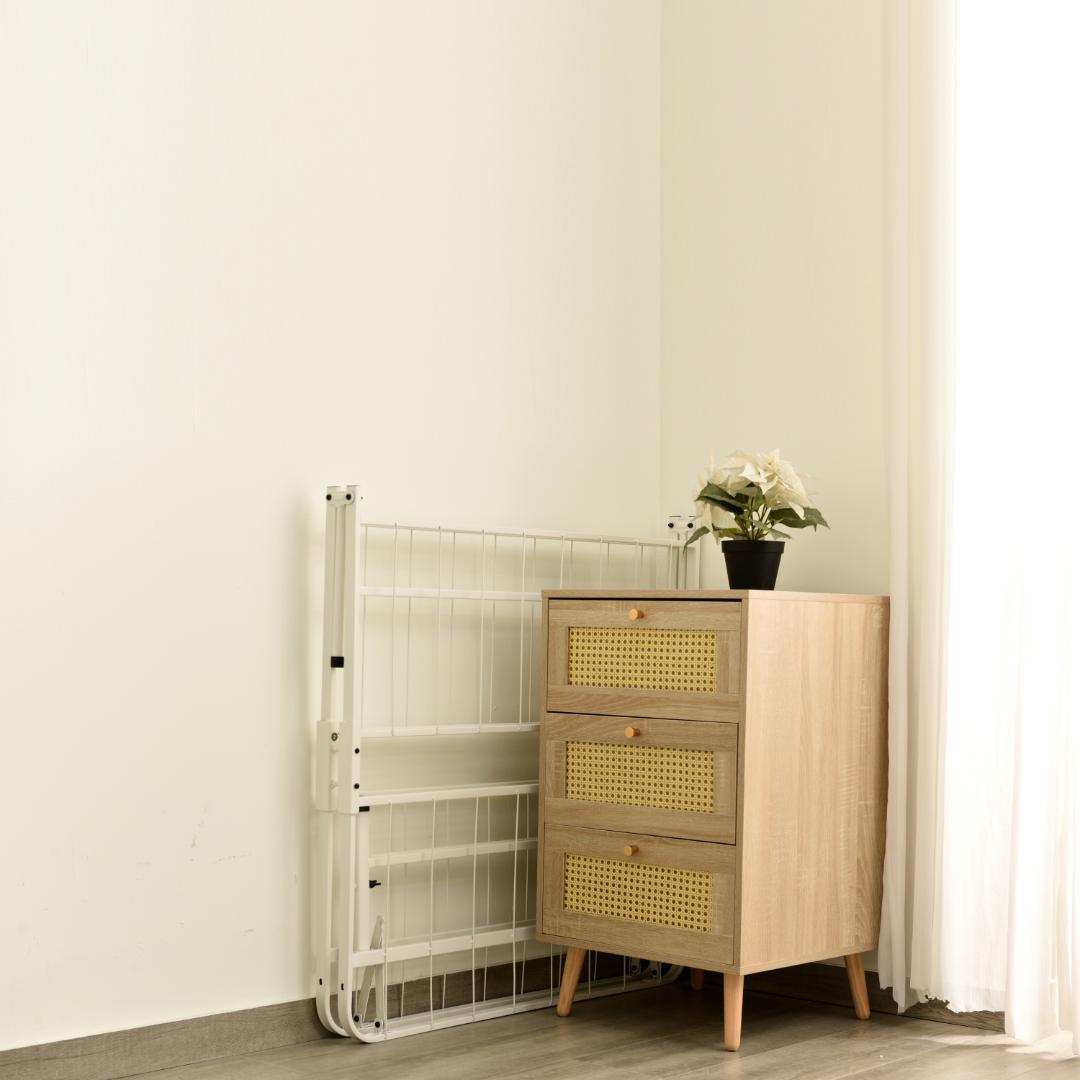 新生活応援！パイプベッド 折りたたみベッド シングル　省スペース WHITE