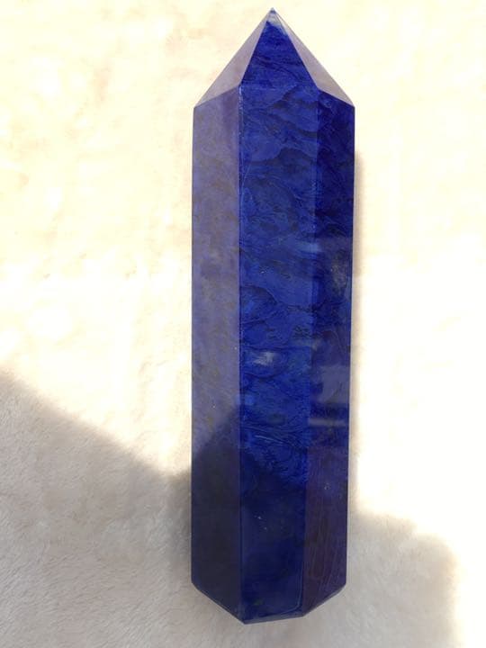 【縁起物】藍　水晶　ポイント　六角柱　パワーストーン　K9