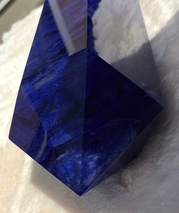 【縁起物】藍　水晶　ポイント　六角柱　パワーストーン　K9