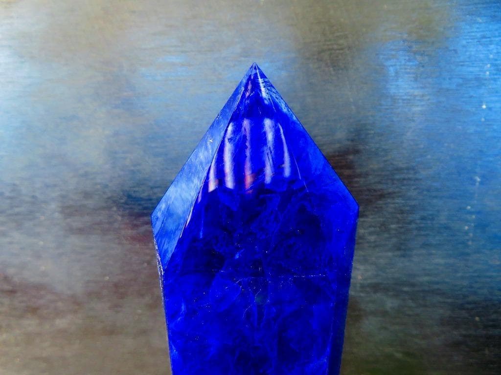 【縁起物】藍　水晶　ポイント　六角柱　パワーストーン　K9