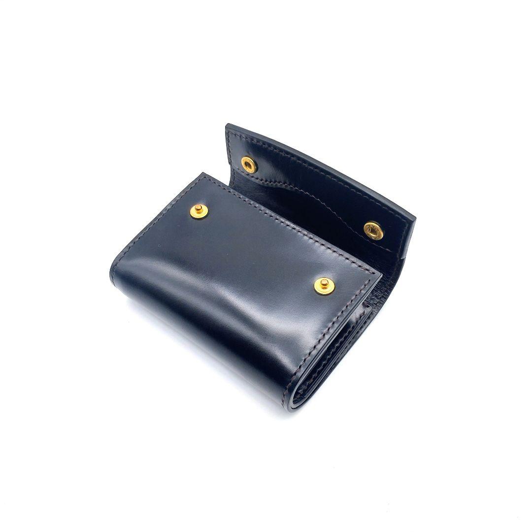 本革 コンパクト 財布 黒 ブラック メンズ レディース 牛革 レザー ゲンコウ