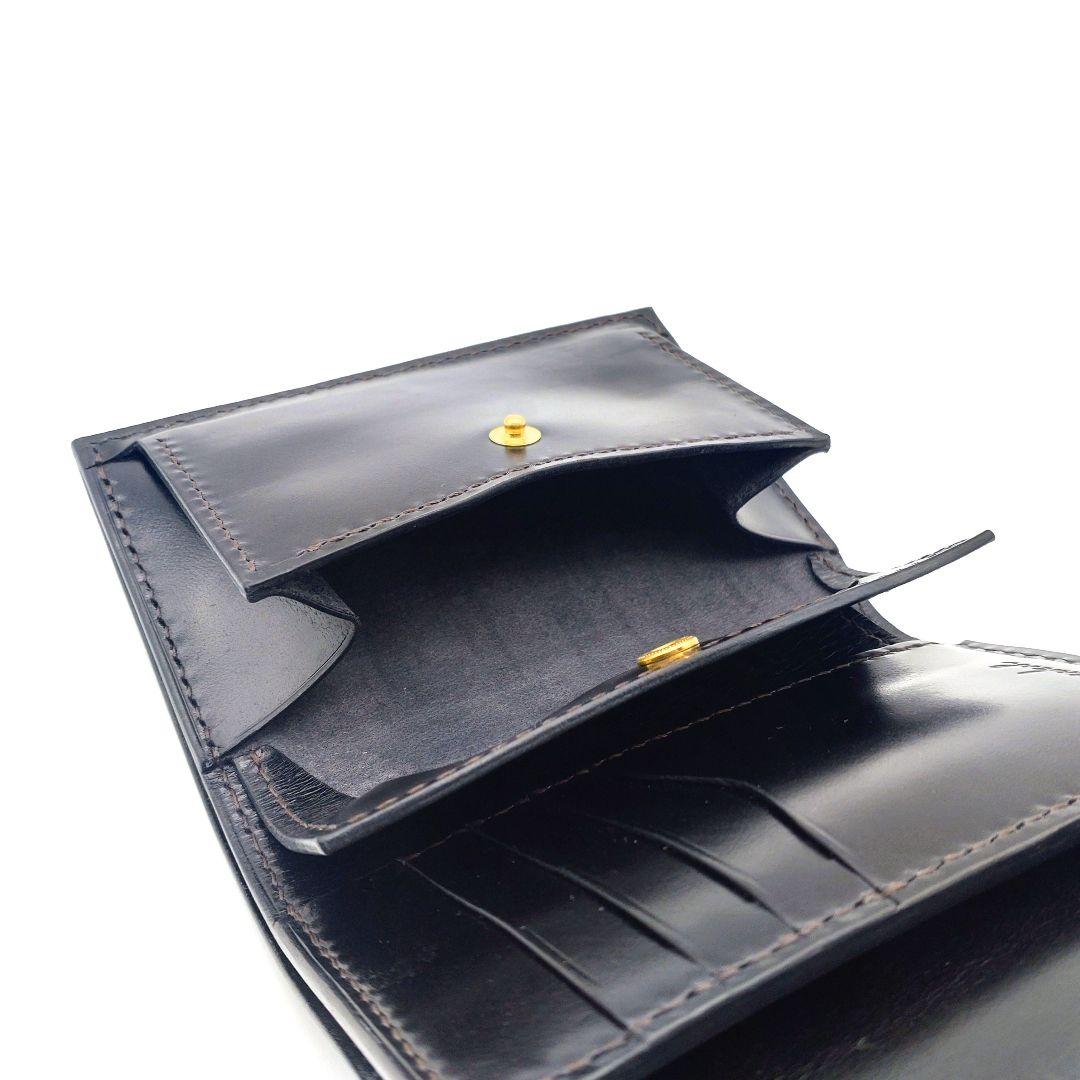 本革 コンパクト 財布 黒 ブラック メンズ レディース 牛革 レザー ゲンコウ